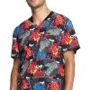 Cherokee Clearance Men's Zap Print Scrub Top -Medical Nurse Clothing Shop 1 ck tf725 printclearancedkw 650