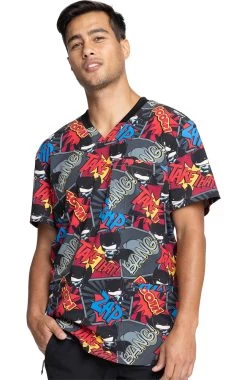 Cherokee Clearance Men's Zap Print Scrub Top