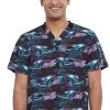 Cherokee Clearance Men's Fast And Furious Print Scrub Top