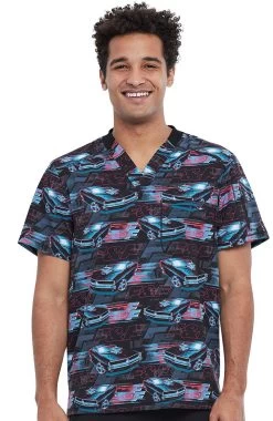 Cherokee Clearance Men's Fast And Furious Print Scrub Top