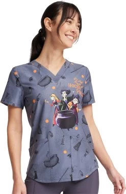 Cherokee Clearance Women's Hocus Pocus Print Scrub Top
