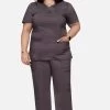 Women's Mock Wrap Solid Scrub Top & Drawstring Flare Scrub -Medical Nurse Clothing Shop 1 ck wwset02 650