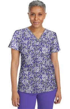 Clearance Women's Amanda Geo Expression Print Scrub Top