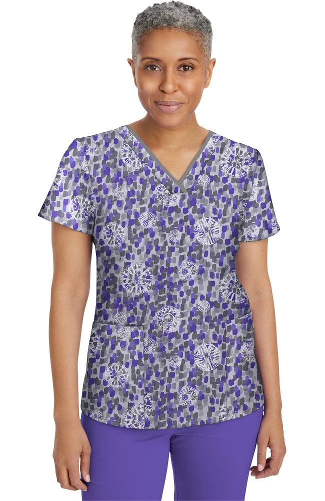 Clearance Women's Amanda Geo Expression Print Scrub Top 3 Clearance Women's Amanda Geo Expression Print Scrub Top