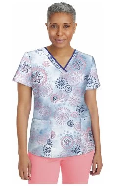 Clearance Women's Amanda Mystic Watercolor Print Scrub Top