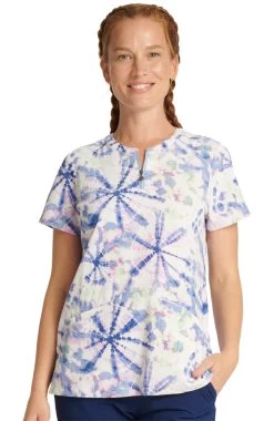 Women's Ivy Tie-Dye Burst Print Scrub Top