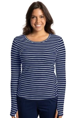 Clearance Women's Mackenzie Lime & Grey Stripe Print Underscrub