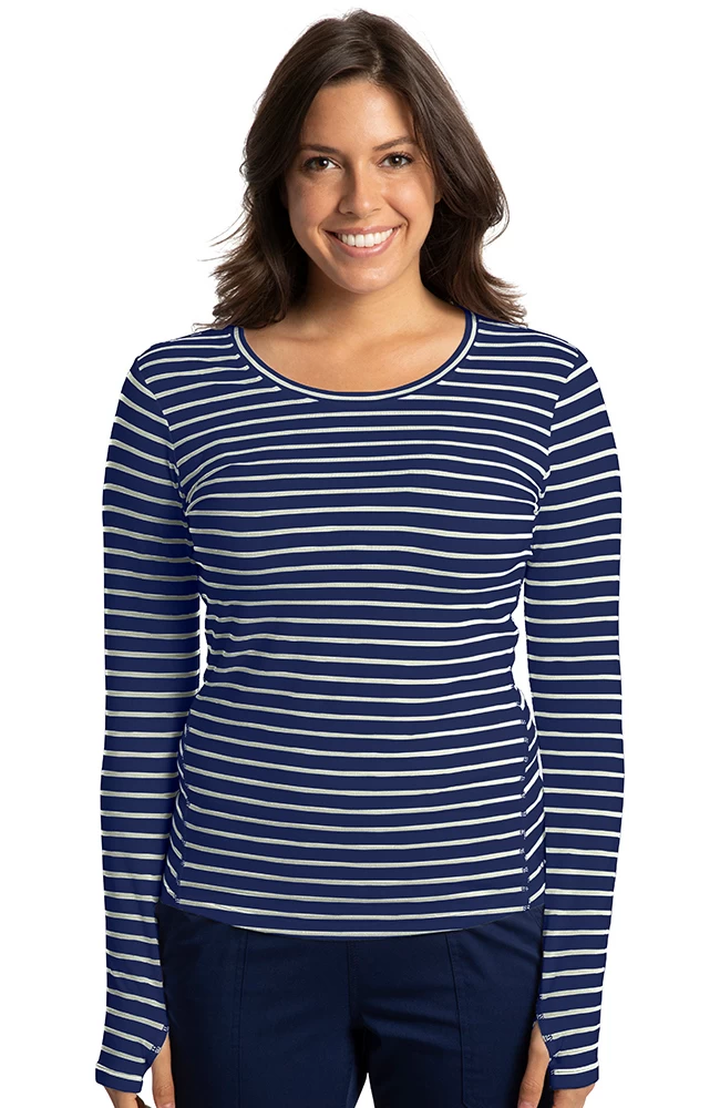 Clearance Women's Mackenzie Lime & Grey Stripe Print Underscrub 3 Clearance Women's Mackenzie Lime & Grey Stripe Print Underscrub