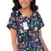 Clearance Women's Eve Summer Camp Print Scrub Top