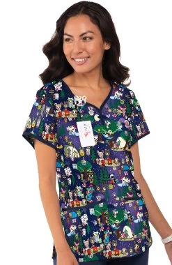 Clearance Women's Eve Summer Camp Print Scrub Top