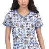 Clearance Women's Eve Summer Picnic Print Scrub Top