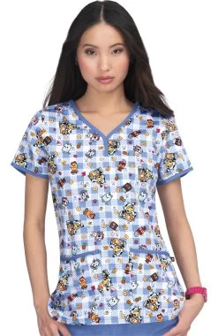 Clearance Women's Eve Summer Picnic Print Scrub Top