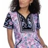 Clearance Women's Luisa Enchanted Garden Print Scrub Top -Medical Nurse Clothing Shop 1 ko 1055pr printclearanceegd 650