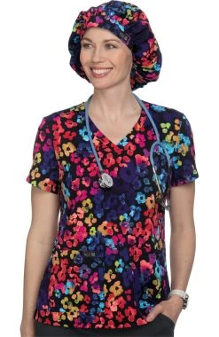 Clearance Women's Leslie Multi Cheetah Print Scrub Top
