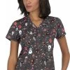 Clearance Women's Leslie Pet Buddies Print Scrub Top -Medical Nurse Clothing Shop 1 ko 384pr printclearancemow 650