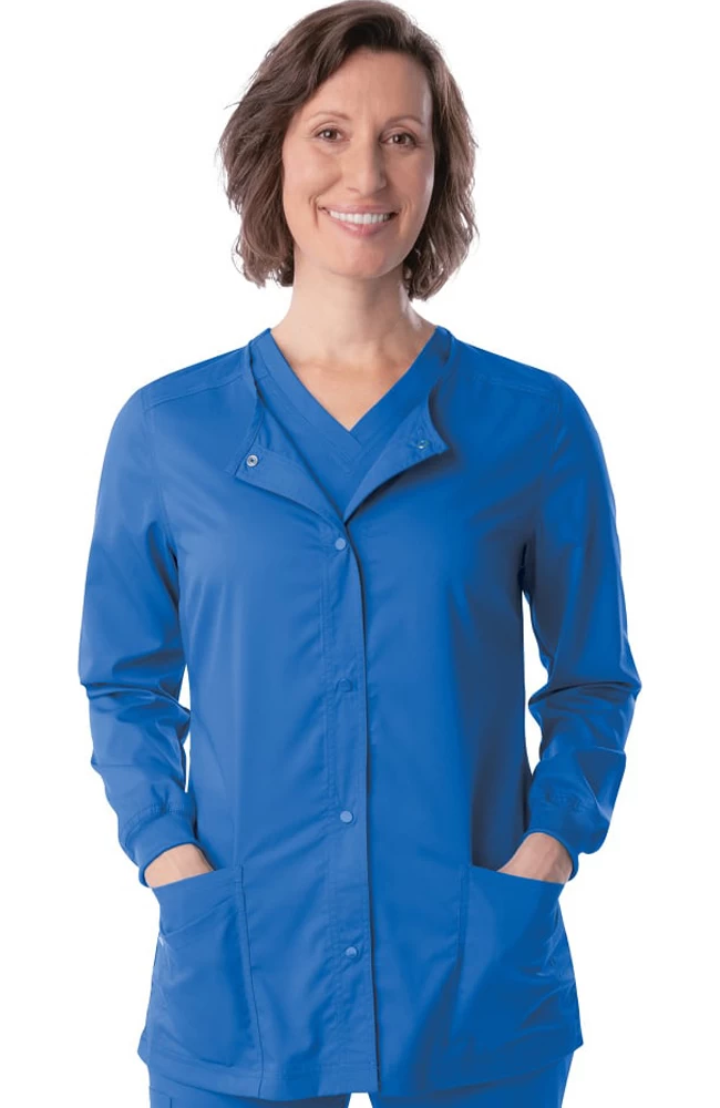 Women's Snap Front Warm Up Solid Scrub Jacket 3 Women's Snap Front Warm Up Solid Scrub Jacket