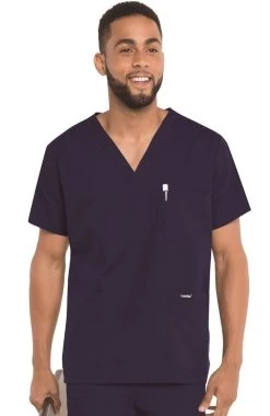 Clearance Men's 5-Pocket Solid Scrub Top