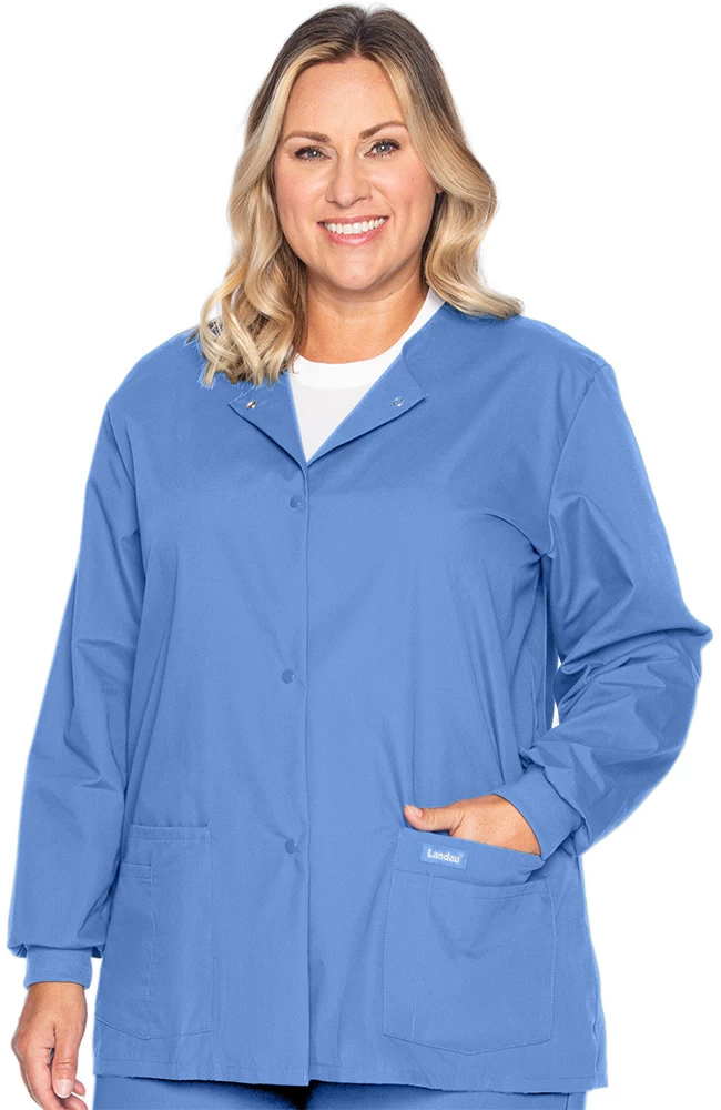 Women's Crew Neck Warm-Up Solid Scrub Jacket 3 Women's Crew Neck Warm-Up Solid Scrub Jacket