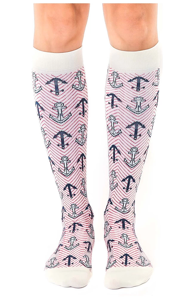 Unisex 15-20 MmHg Lightweight Anchor Print Compression Socks 3 Unisex 15-20 MmHg Lightweight Anchor Print Compression Socks