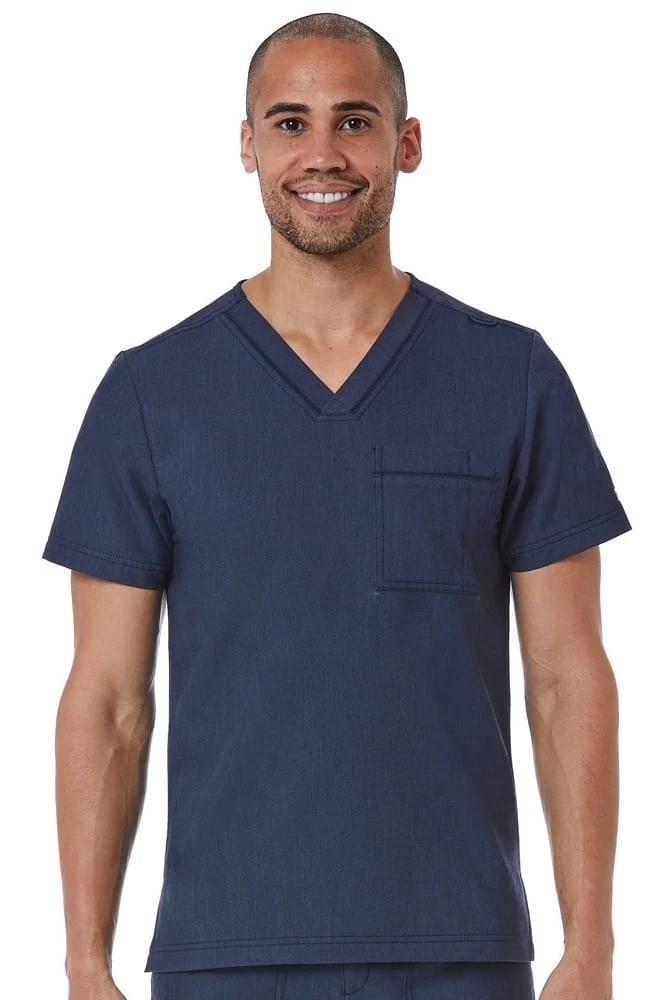Clearance Men's Contrast Piping V-Neck Solid Scrub Top 3 Clearance Men's Contrast Piping V-Neck Solid Scrub Top