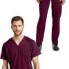 Men's V-Neck Solid Scrub Top & Mesh Waist Stretch Scrub Pant Set -Medical Nurse Clothing Shop 1 wc 1set 650