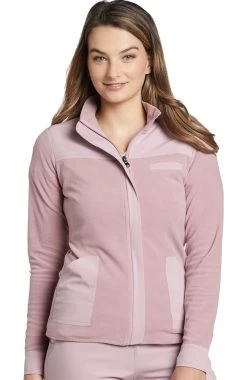 Women's Mixed Media Solid Scrub Jacket