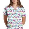Clearance Women's I Love You Print Scrub Top -Medical Nurse Clothing Shop 1 wc 618 printclearanceily 650