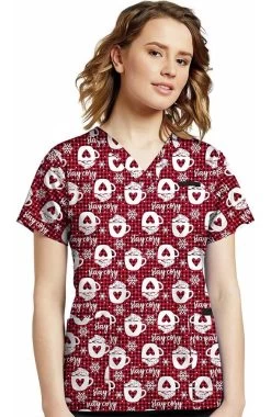 Clearance Women's Stay Cozy Print Scrub Top