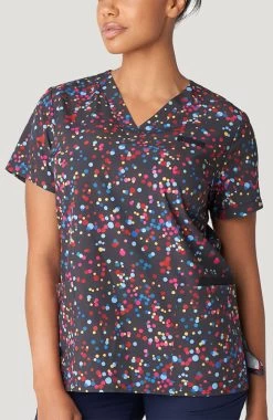 Women's V-Neck Speck Tacular Print Scrub Top