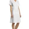 Women's Pleated Mock Wrap Scrub Dress -Medical Nurse Clothing Shop 1 wc 8014 whi 650