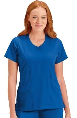 Clearance Women's Rounded V-Neck Solid Scrub Top