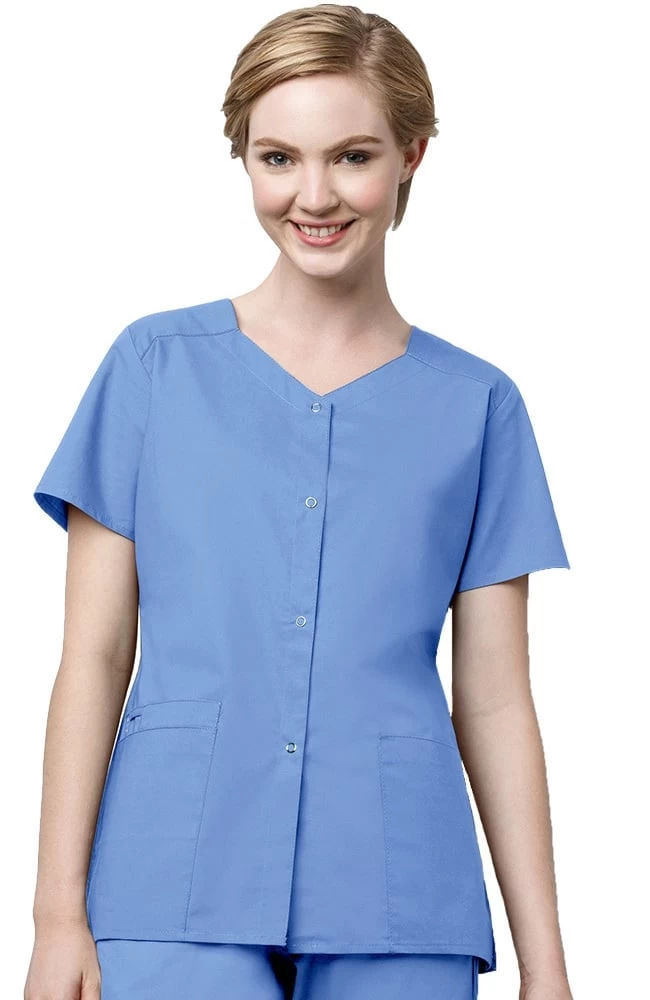 Women's Short Sleeve Snap Scrub Jacket 3 Women's Short Sleeve Snap Scrub Jacket