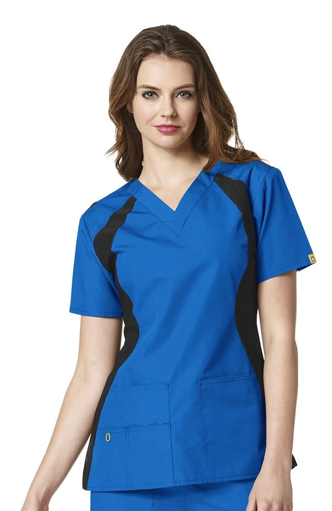 Clearance Women's Lima Knit Panel Solid Scrub Top 3 Clearance Women's Lima Knit Panel Solid Scrub Top