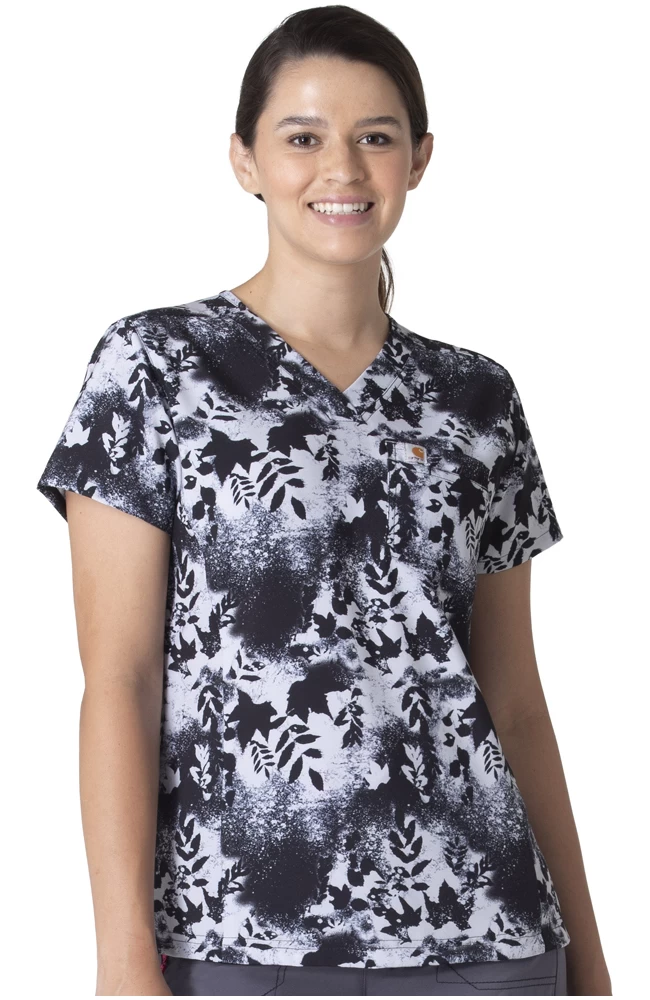 Carhartt Women's Tuck-In Fern Stencil Print Scrub Top 3 Carhartt Women's Tuck-In Fern Stencil Print Scrub Top