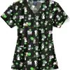 Women's V-Neck Happy Go Lucky Print Scrub Top 2 Women's V-Neck Happy Go Lucky Print Scrub Top -Medical Nurse Clothing Shop 1 wk z12213 printhgl 650