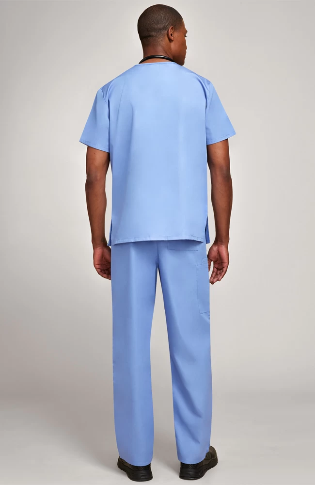 Unisex V-Neck Solid Scrub Top & Drawstring Cargo Scrub Pant Set 4 Unisex V-Neck Solid Scrub Top & Drawstring Cargo Scrub Pant Set - Image 2