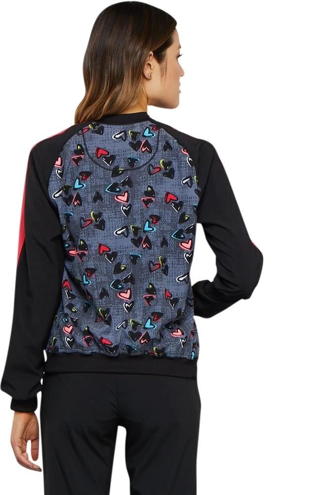Cherokee Clearance Women's Zip Front Heart Print Scrub Jacket 4 Cherokee Clearance Women's Zip Front Heart Print Scrub Jacket - Image 2