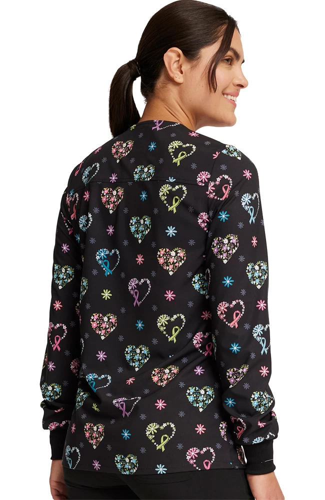 Cherokee Women's Snap Front Care Flor-All Print Scrub Jacket 4 Cherokee Women's Snap Front Care Flor-All Print Scrub Jacket - Image 2