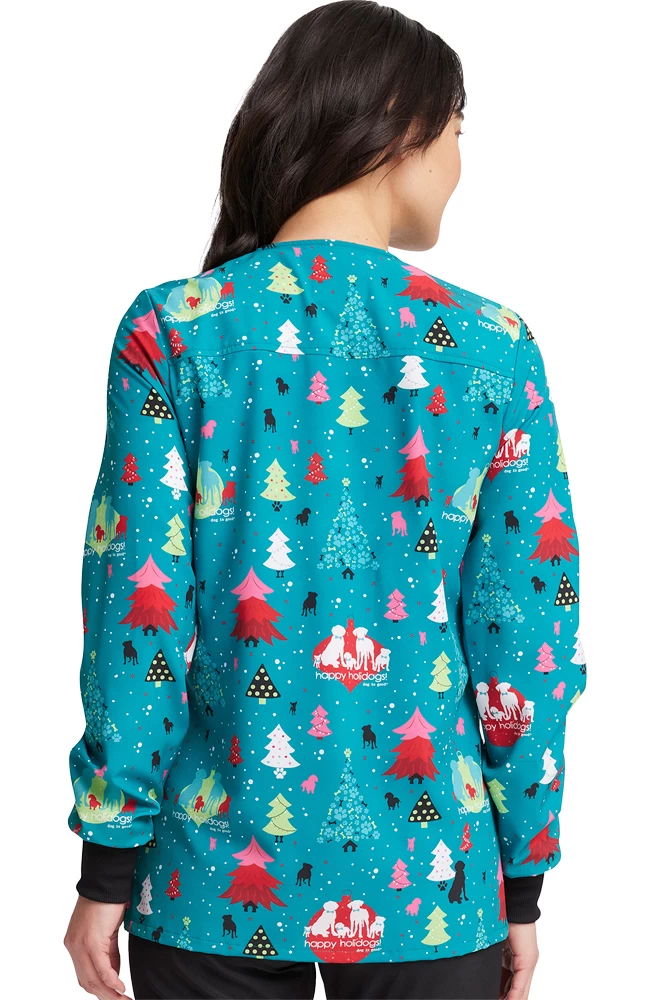 Cherokee Clearance Women's Happy Holidogs Print Jacket 4 Cherokee Clearance Women's Happy Holidogs Print Jacket - Image 2