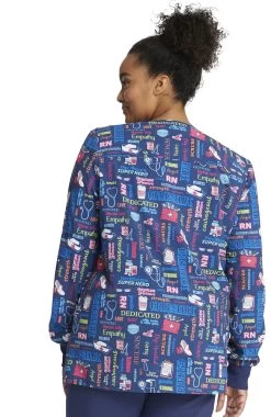 Cherokee Clearance Women's Snap Front Scrub Life Print Jacket -Medical Nurse Clothing Shop 2 ck ck321 printclearance 650 5