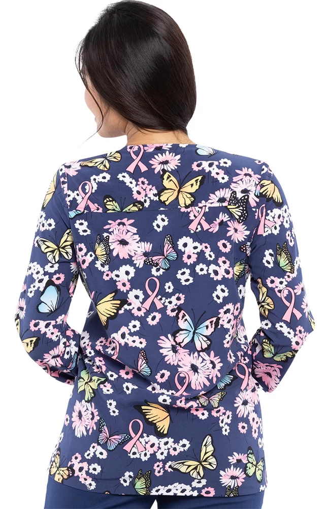 Cherokee Clearance Women's Beautiful To Care Print Scrub Jacket 4 Cherokee Clearance Women's Beautiful To Care Print Scrub Jacket - Image 2
