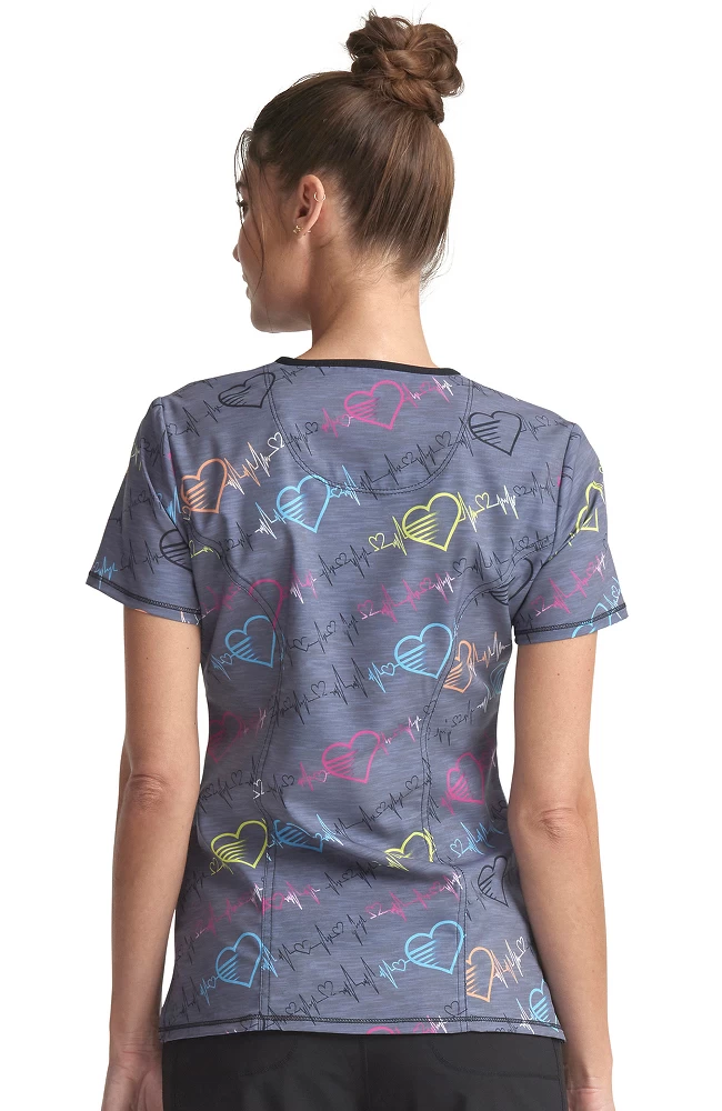 Cherokee Women's Round Neck Pop Beats Print Scrub Top 4 Cherokee Women's Round Neck Pop Beats Print Scrub Top - Image 2