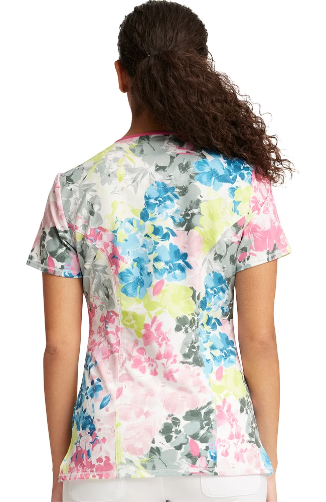 Cherokee Clearance Women's Brush Away Blooms Print Scrub Top 4 Cherokee Clearance Women's Brush Away Blooms Print Scrub Top - Image 2