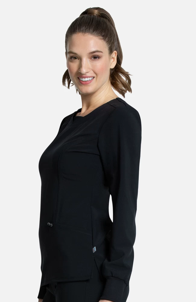 Cherokee Women's Long Sleeve V-Neck Solid Scrub Top 4 Cherokee Women's Long Sleeve V-Neck Solid Scrub Top - Image 2