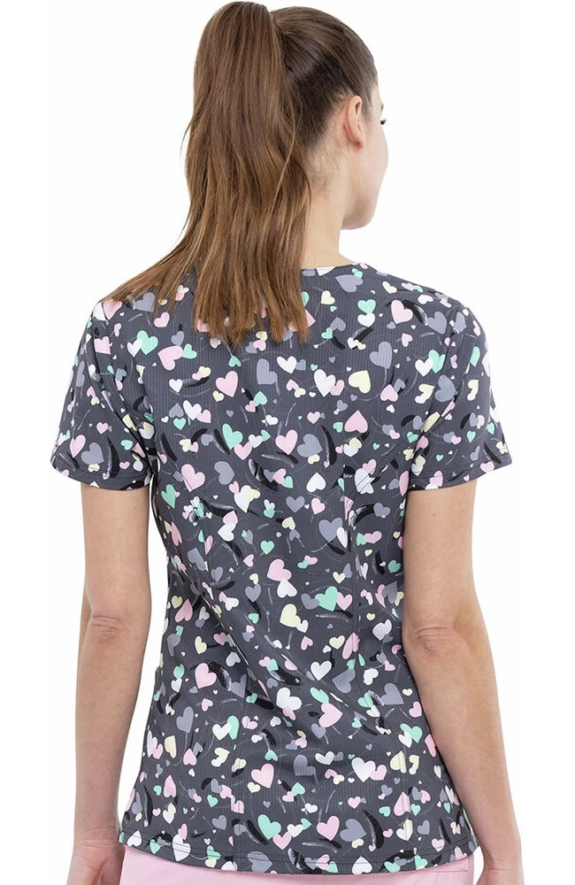 ELLE Clearance Women's Open Hearted Print Scrub Top 4 ELLE Clearance Women's Open Hearted Print Scrub Top - Image 2