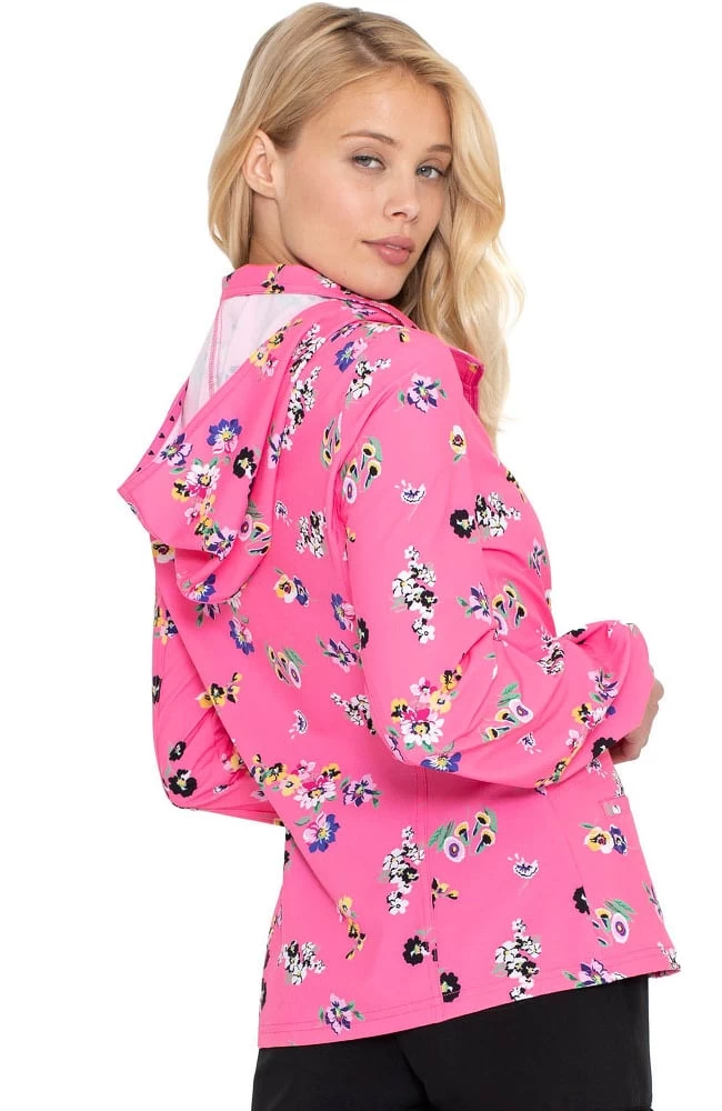 Clearance Women's Warm Up Flowering Fields Print Scrub Jacket 4 Clearance Women's Warm Up Flowering Fields Print Scrub Jacket - Image 2
