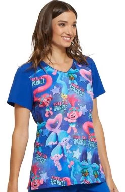 Cherokee Clearance Women's V-Neck Trolls Print Scrub Top 7 Cherokee Clearance Women's V-Neck Trolls Print Scrub Top -Medical Nurse Clothing Shop 2 ck tf645 printclearance 650