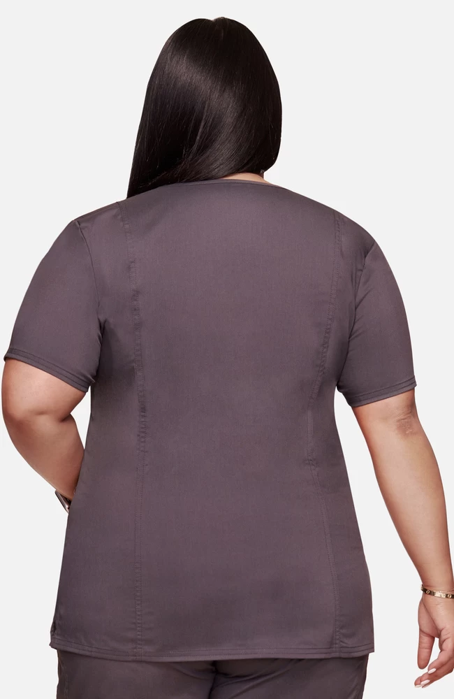 Women's Mock Wrap Solid Scrub Top & Drawstring Flare Scrub 4 Women's Mock Wrap Solid Scrub Top & Drawstring Flare Scrub - Image 2