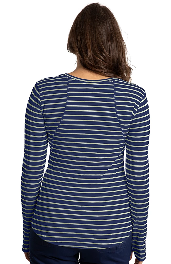 Clearance Women's Mackenzie Lime & Grey Stripe Print Underscrub 4 Clearance Women's Mackenzie Lime & Grey Stripe Print Underscrub - Image 2