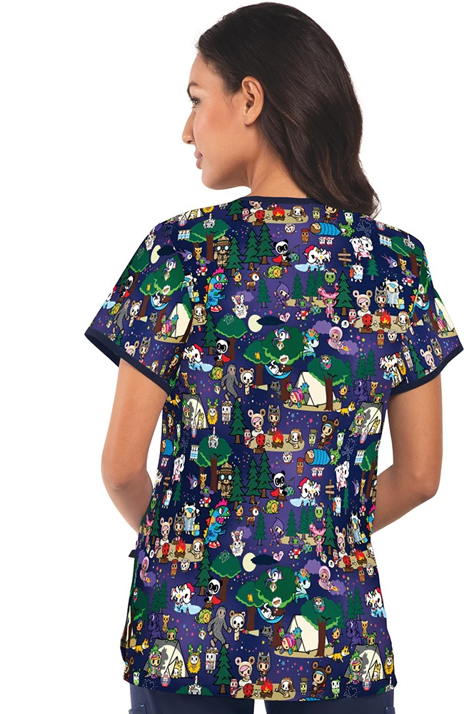 Clearance Women's Eve Summer Camp Print Scrub Top 3 Clearance Women's Eve Summer Camp Print Scrub Top - Image 2